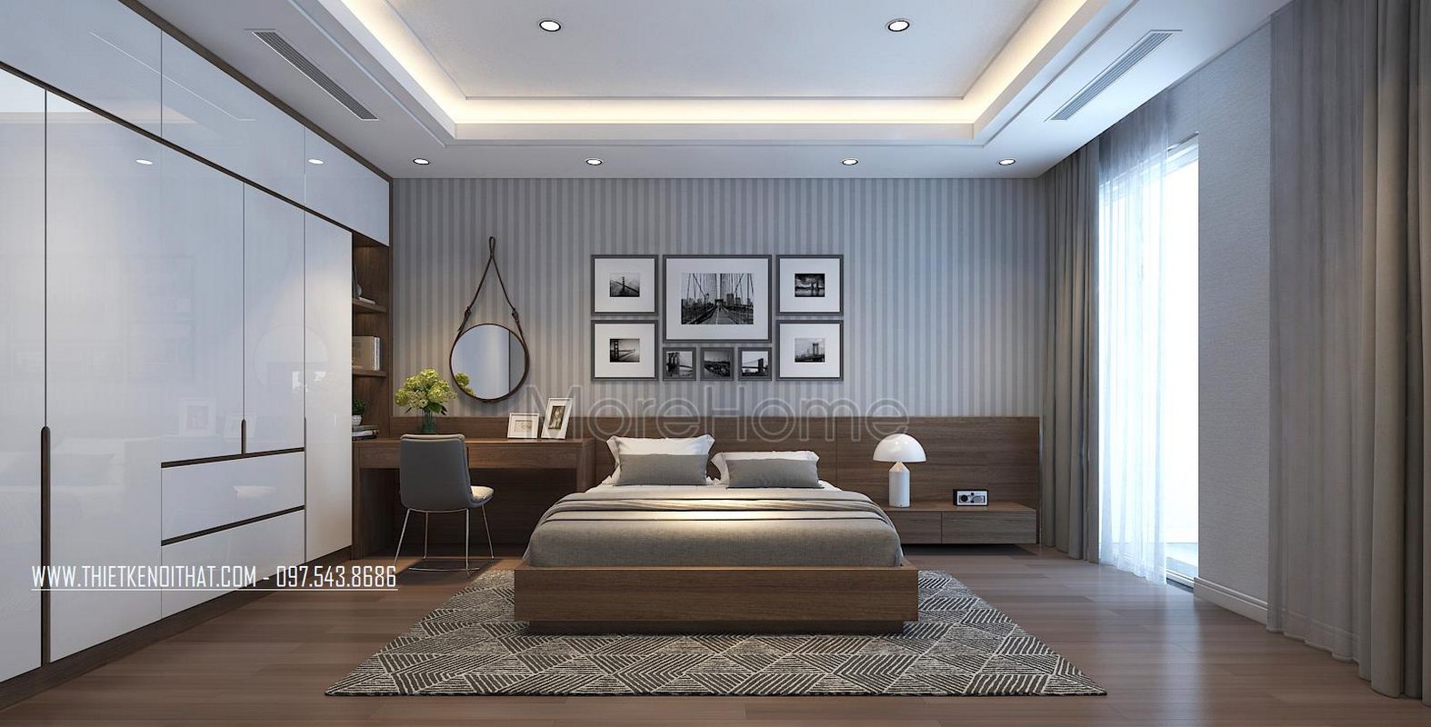 Thiết kế nội thất phòng ngủ chung cư hiện đại N05 Hoàng Đạo Thúy